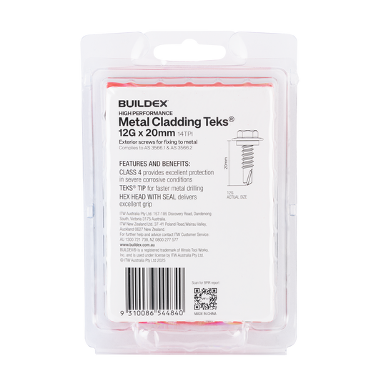 Buildex Cladding Fencing Teks Screws - 12g x 20mm - 50 Pack