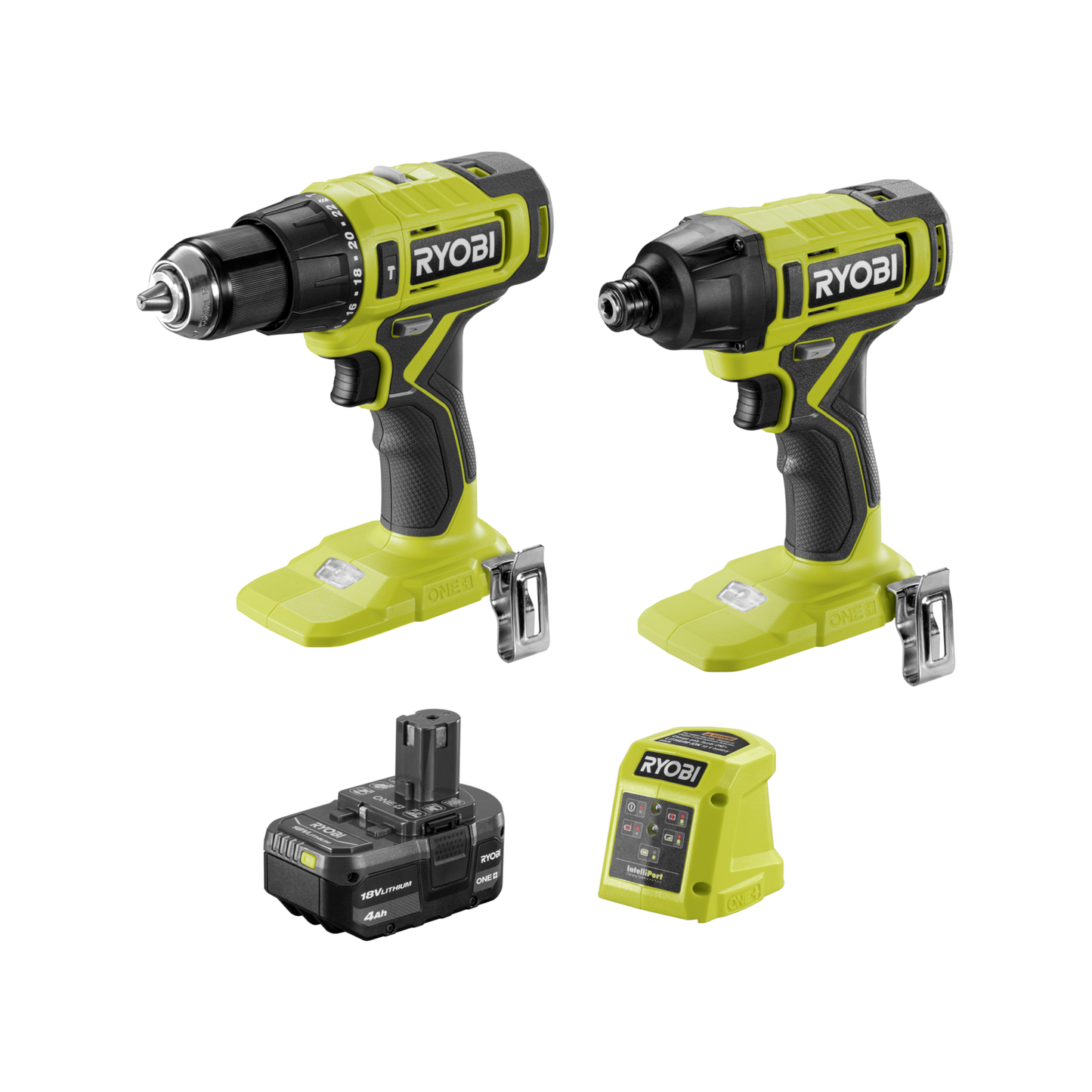 Ryobi Hammer Drill and Impact Driver Kit - 18V ONE+ - 4.0Ah - 180 x 266 x 290mm