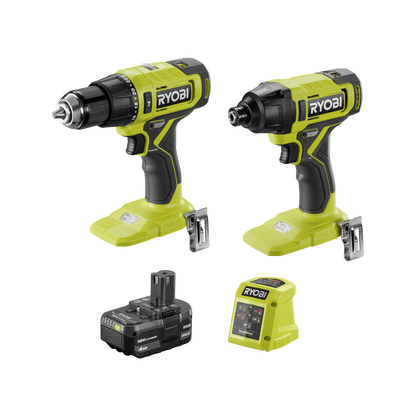 Ryobi Hammer Drill and Impact Driver Kit - 18V ONE+ - 4.0Ah - 180 x 266 x 290mm