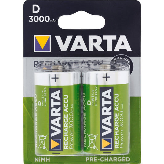 Varta D Rechargeable Batteries - 2 Pack - 3000mAh