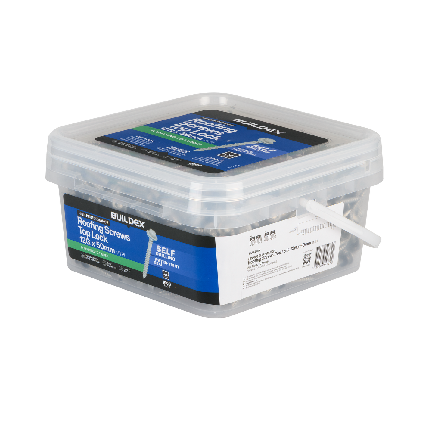 Buildex Roofing Screws - 12g x 50mm - Class 4 - 1000 Pack