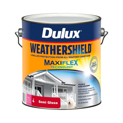 Dulux Weathershield Exterior Paint - 4L - Extra Bright Semi Gloss