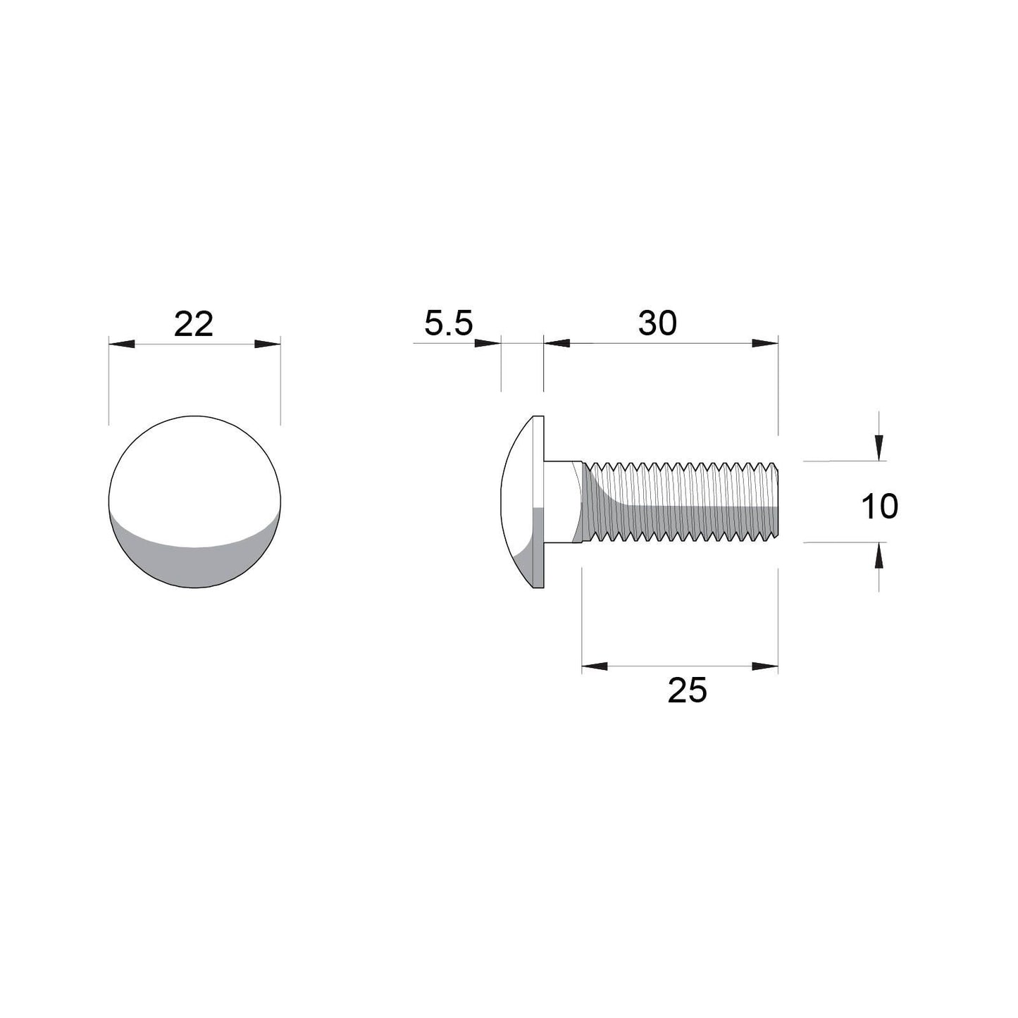 Zenith M10 x 30mm Cup Head Bolts and Nuts - 25 Pack