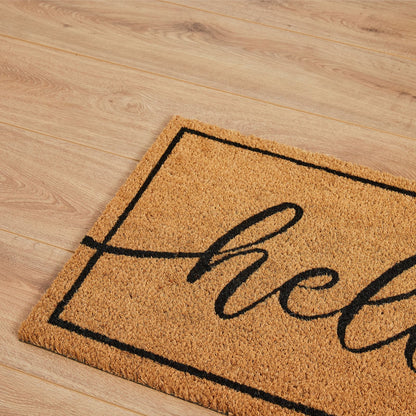 Madras Link Hello Coir Door Mat - 40 x 70cm - Black