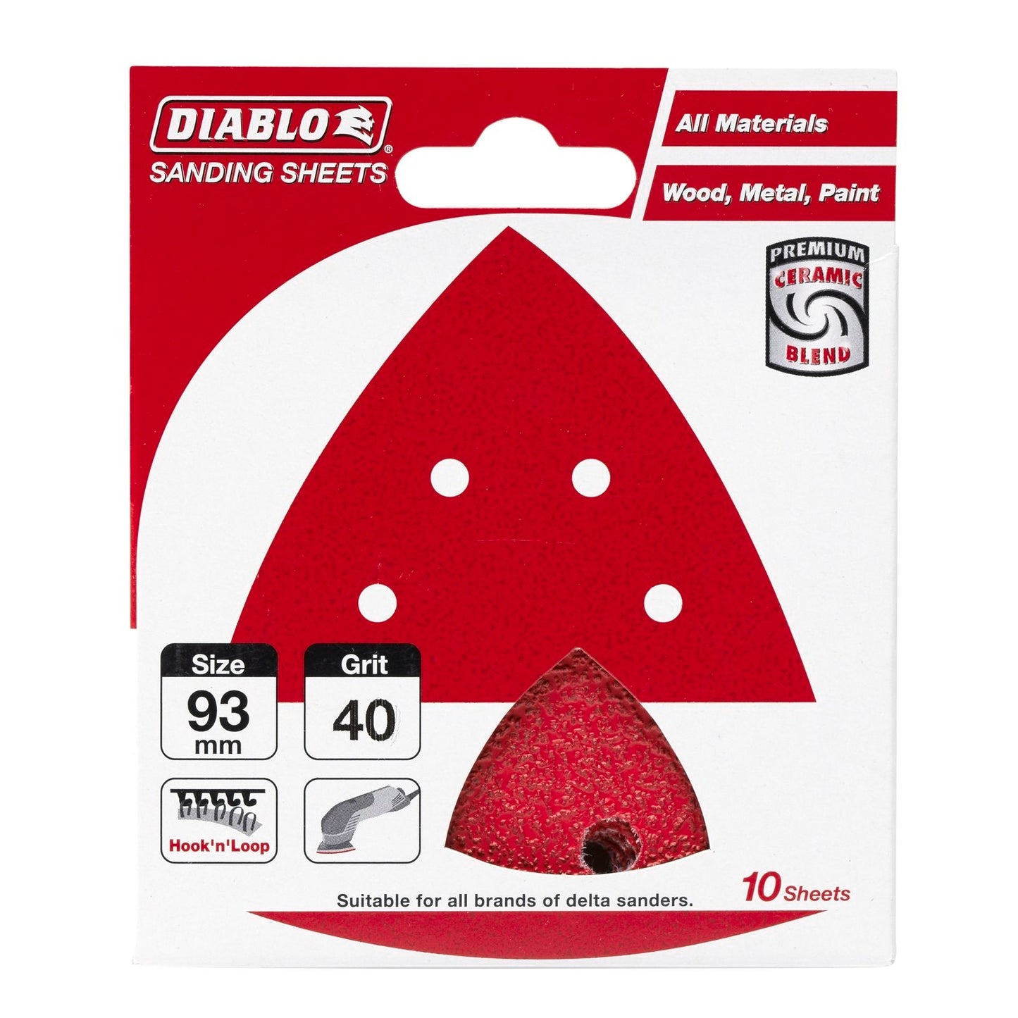 Diablo Detail Sander Sheets - 93 x 93mm - 40 Grit - 10 Pack