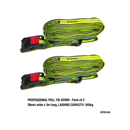 Grunt Pro Cam Buckle Tie Downs - 38mm x 3m - 340kg