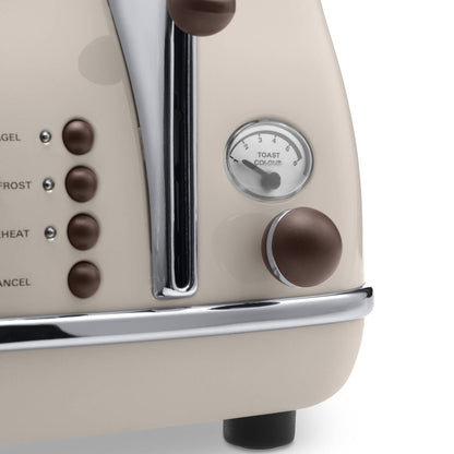 Delonghi Icona Vintage 4 Slice Toaster - 325mm - Beige