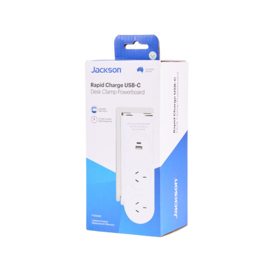 Jackson Rapid Charge USB-C Desk Clamp Powerboard - 1.5m