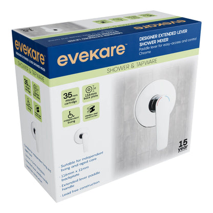 Evekare Extended Lever Shower Mixer - 35mm - Chrome