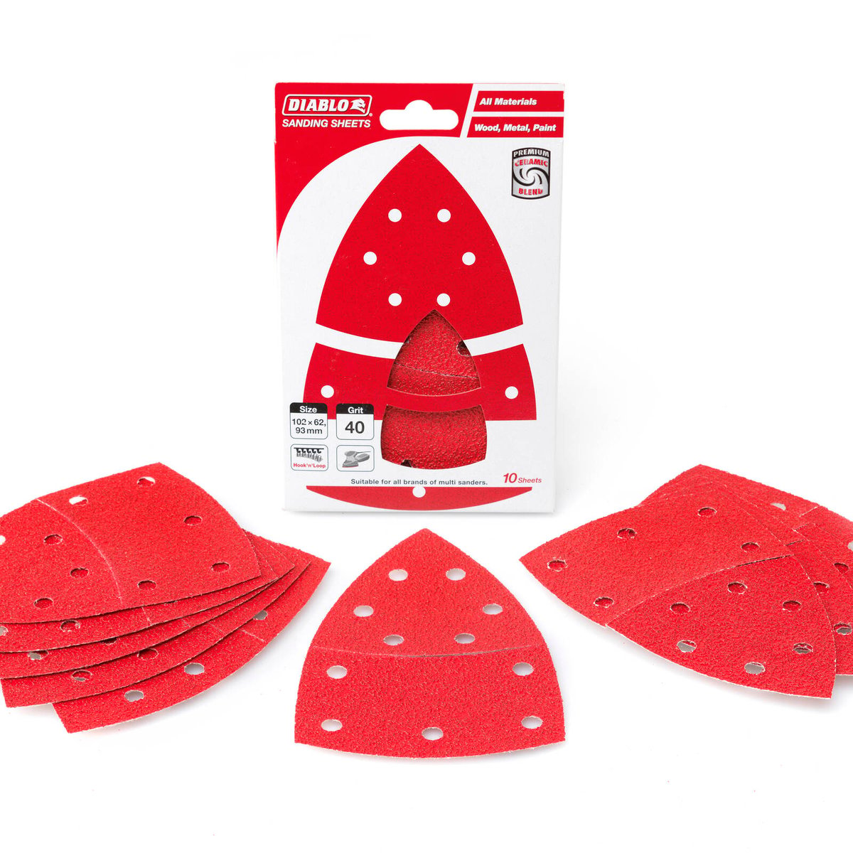 Diablo Abrasive Multi Sander Sheets 102x62mm 40 Grit 10 Pack