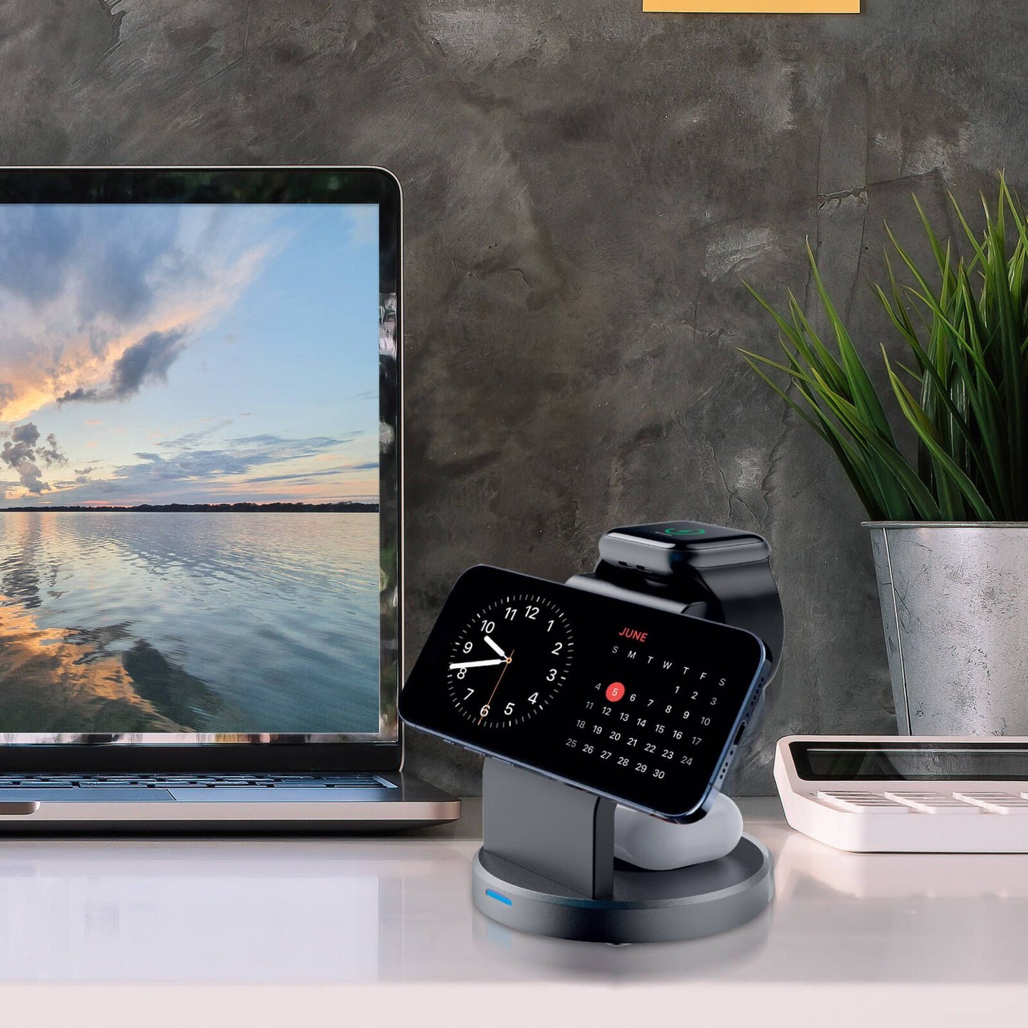 Antsig 15W 3 in 1 Magnetic Wireless Charging Stand - 98 x 108 x 98mm