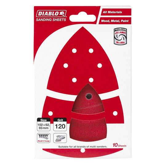 Diablo Abrasive Multi Sander Sheets - 102x62mm - 120G - 10 Pack