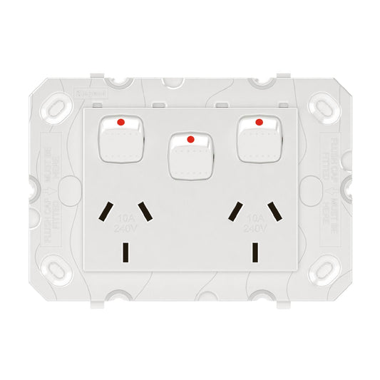 HPM Arteor Double Powerpoint with Extra Switch - White