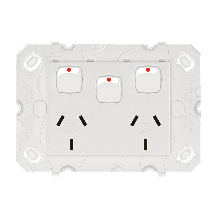 HPM Arteor Double Powerpoint with Extra Switch - White