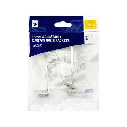 Windoware Satin Adjustable Curtain Rod Bracket - 75-95mm - Pewter - 2 Pack