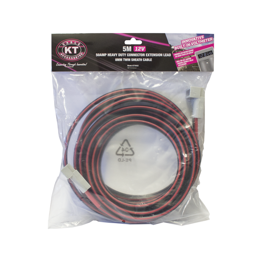 Kt Solar 5m Extension Lead HD Connector - 50A - Voltmeter - Grey