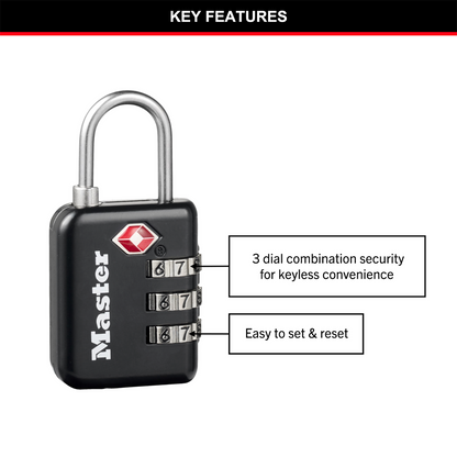 Master Lock Luggage Padlock - 30mm - Metal - TSA-Accepted