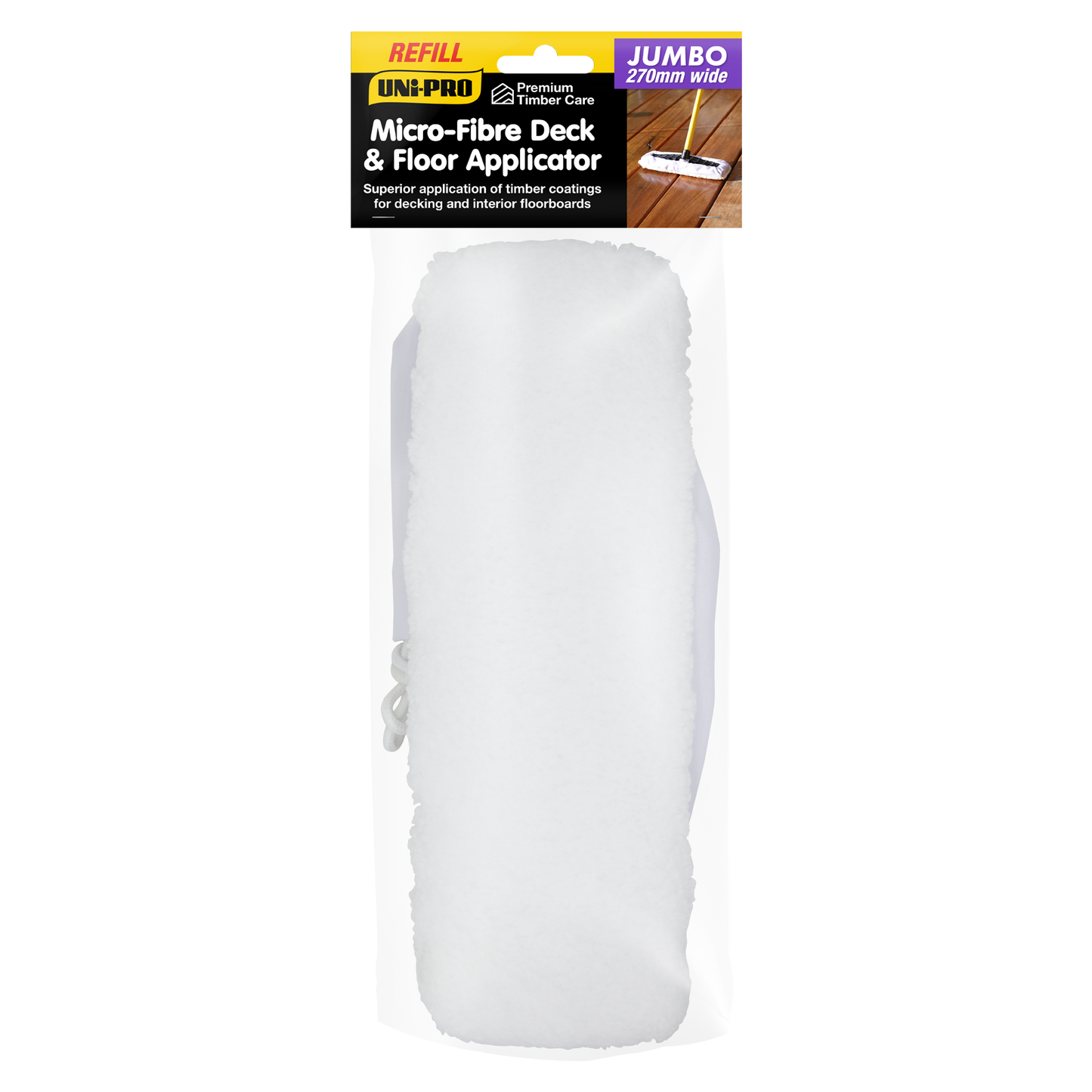 Uni Pro Jumbo Micro Fibre Deck & Floor Applicator Refill Pad - 270mm