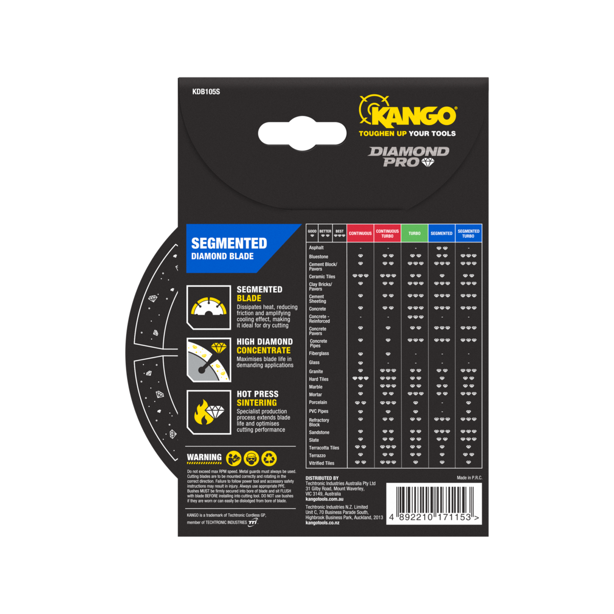 Kango Diamond Saw Blade - 105mm - Segmented - Dry Cutting