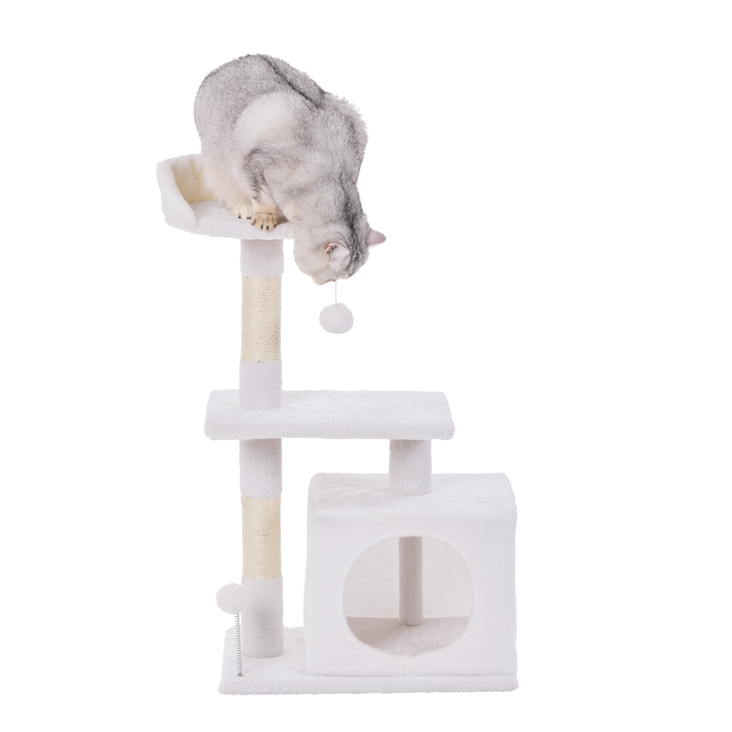 Happy Tails 2 Tier Cat Playhouse Tower - 86cm