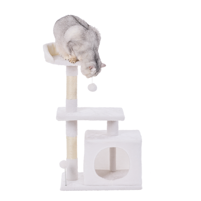Happy Tails 2 Tier Cat Playhouse Tower - 86cm