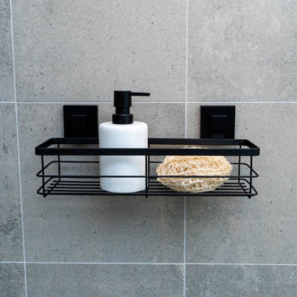 Fusion Loc 26kg Large Bathroom Suction Shower Caddy - Black - Steel - Durable