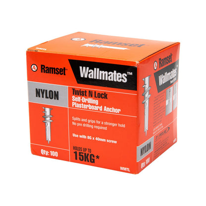 Ramset Twist N Lock Wallmate - 13mm - 100 Pack