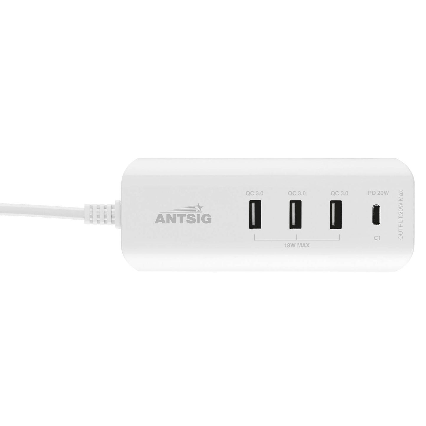 Antsig 20W Compact USB Charger - 4 Ports
