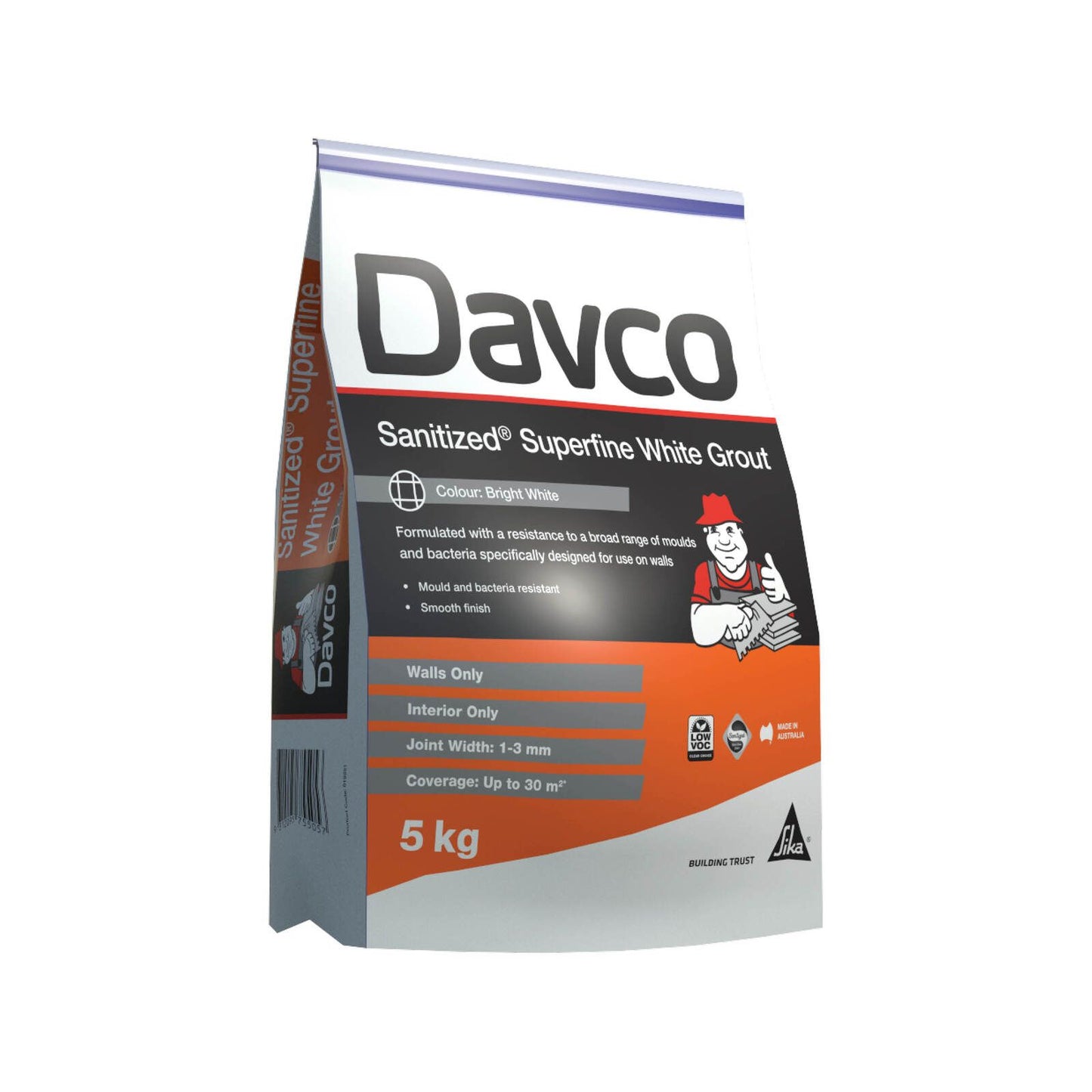 Davco White Superfine Sanitised Grout - 5kg