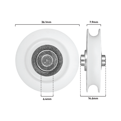 Rolltrak Nylon Concave Roller - 36mm - 25kg