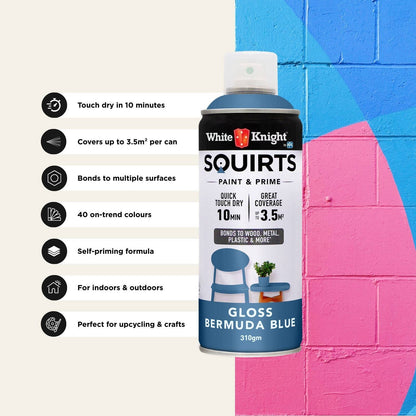 White Knight Squirts Bermuda Blue Gloss Spray Paint - 310g