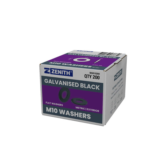 Zenith M10 Flat Round Washers - 200 Pack - 23.8mm - Black
