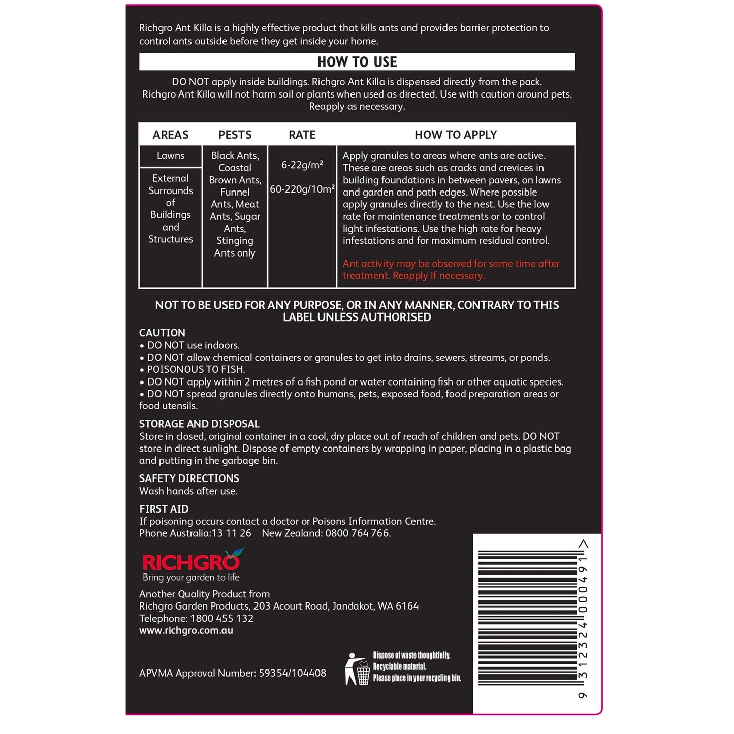 Richgro Ant Killa Insecticide Granules 1kg