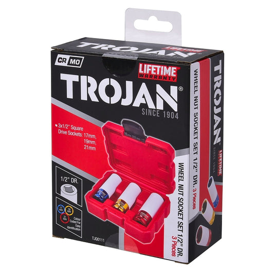 Trojan Wheel Nut Socket Set 1/2" DR - 3 Piece