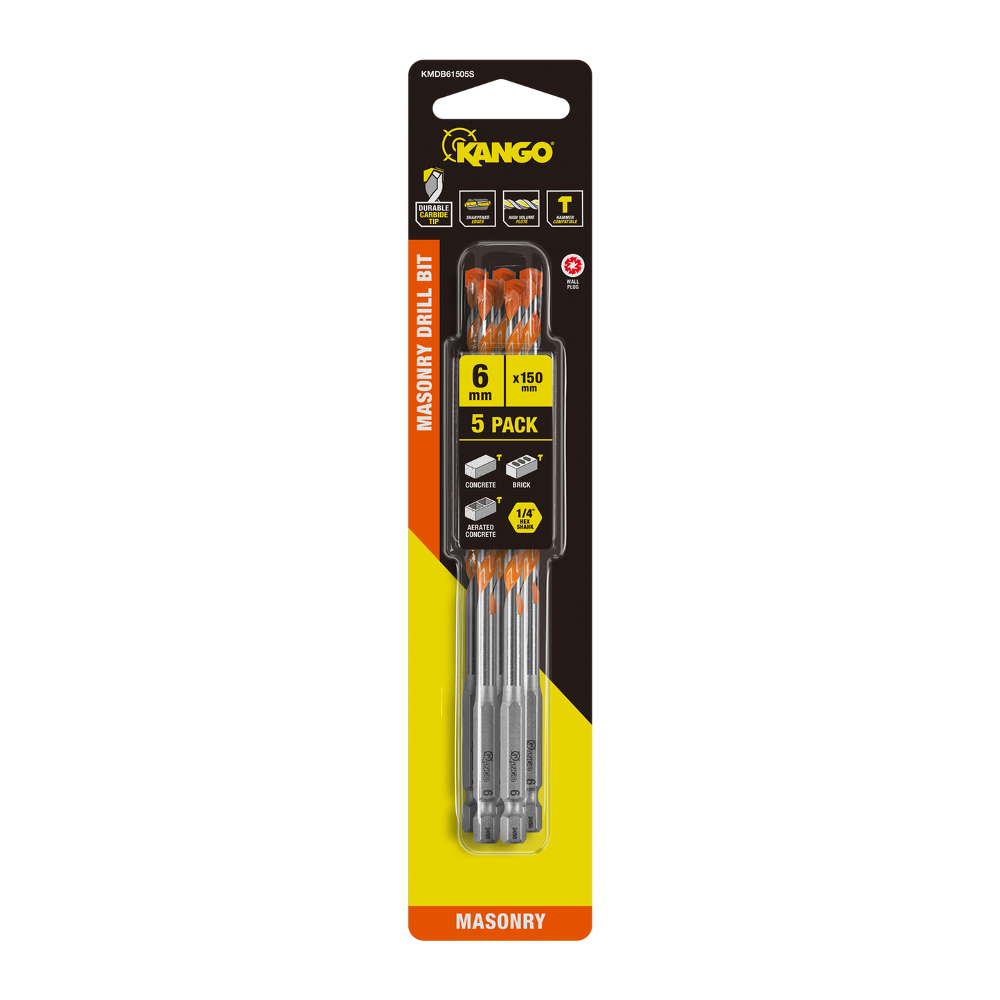 Kango Masonry Drill Bit - 6mm x 150mm - 5 Pack