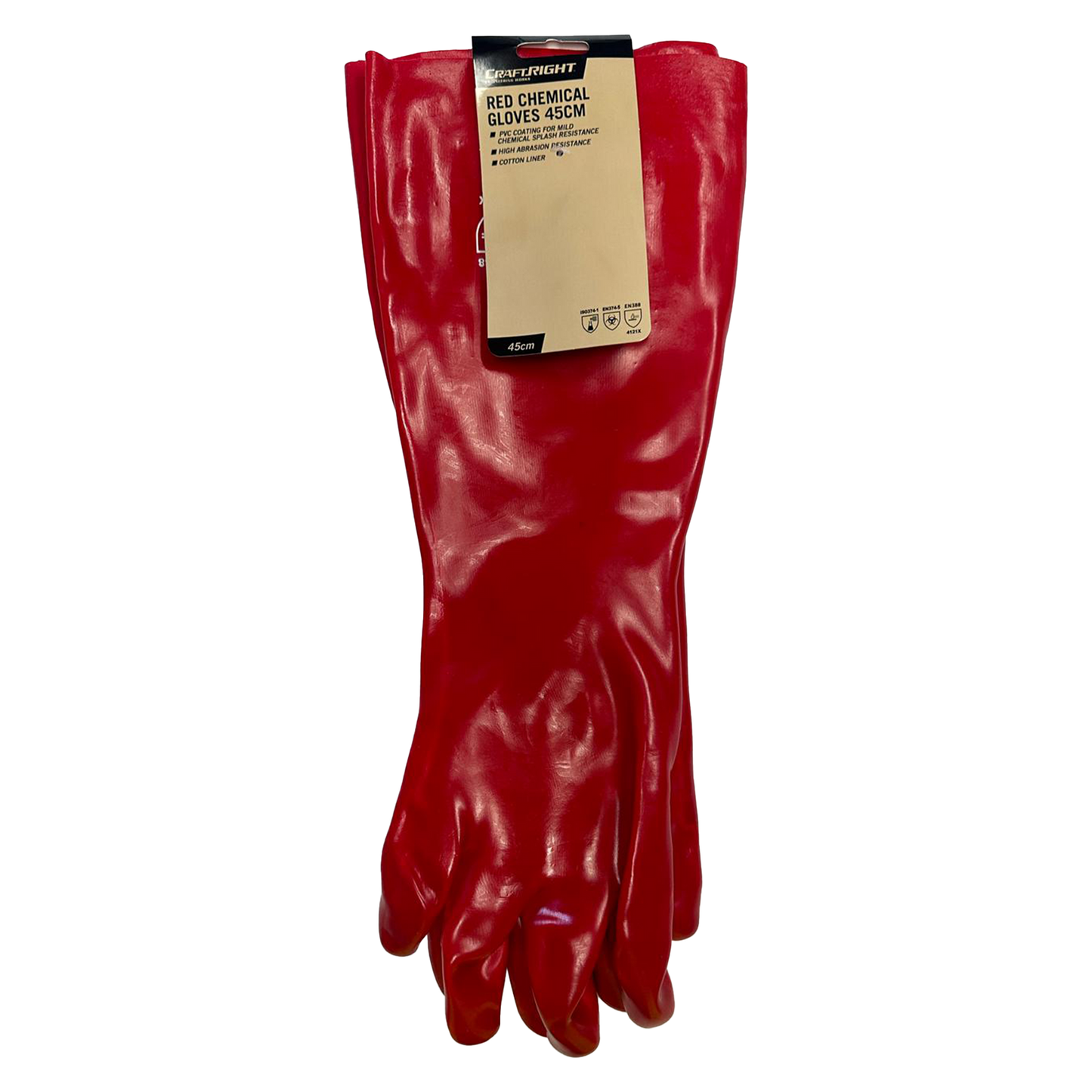 Craftright Long Red PVC Gloves - 45cm