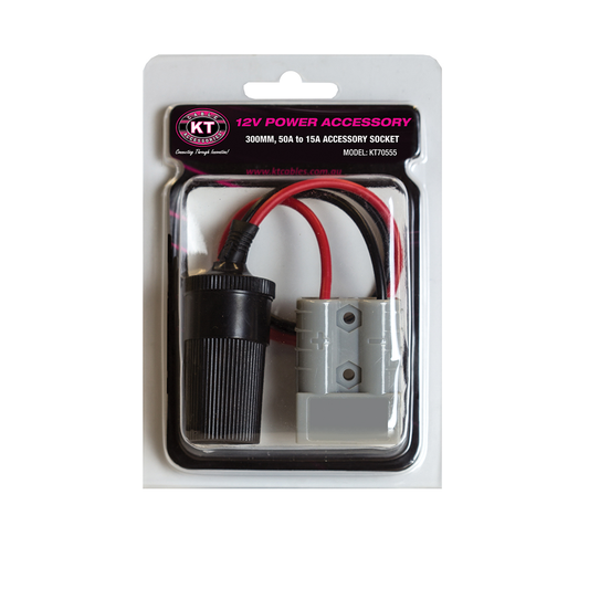 Kt Solar HD Connector - 50A to Accessory Socket - 300mm - Black