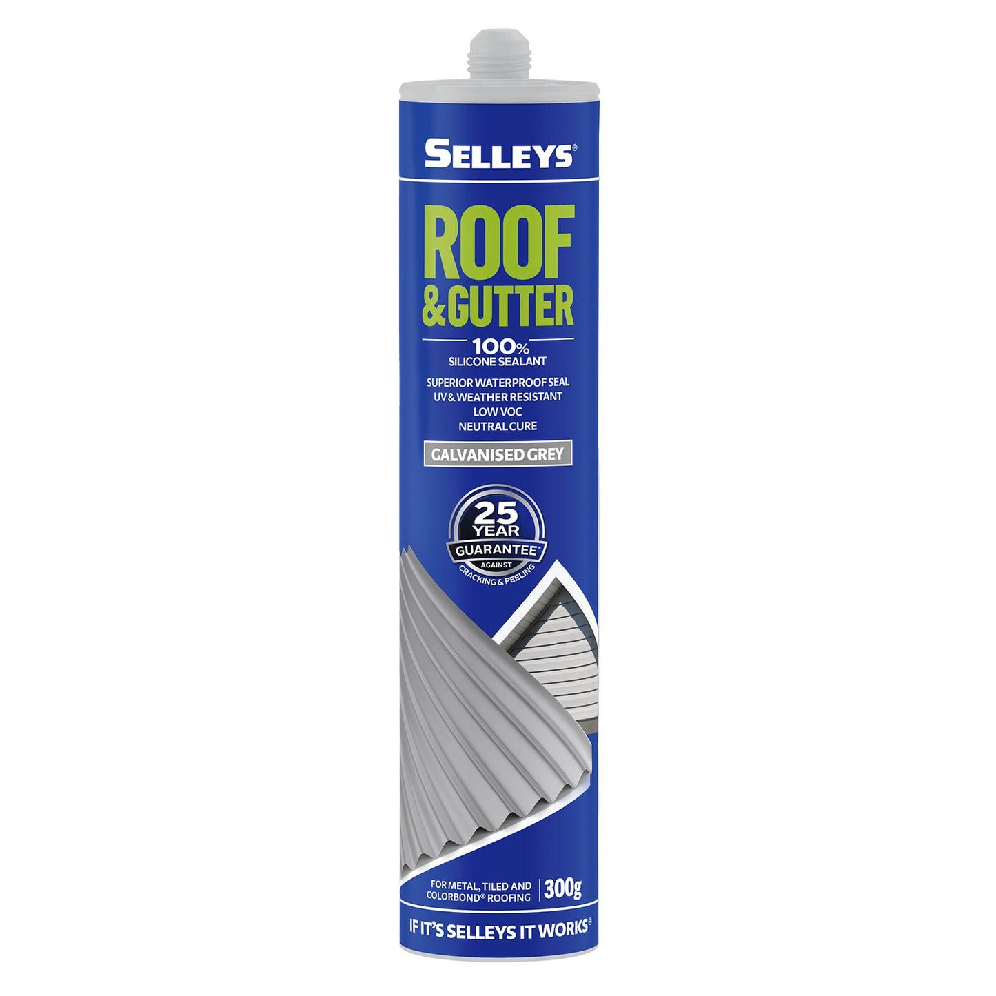 Selleys Roof and Gutter Silicone Sealant - 300g - Galvanised Grey