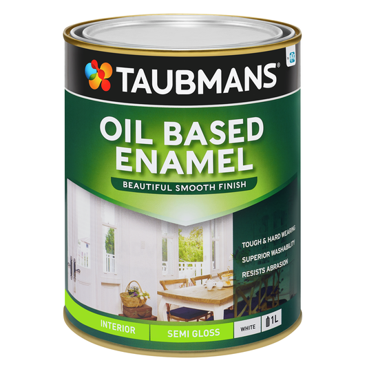 Taubmans White Semi Gloss Oil Based Enamel - 1L