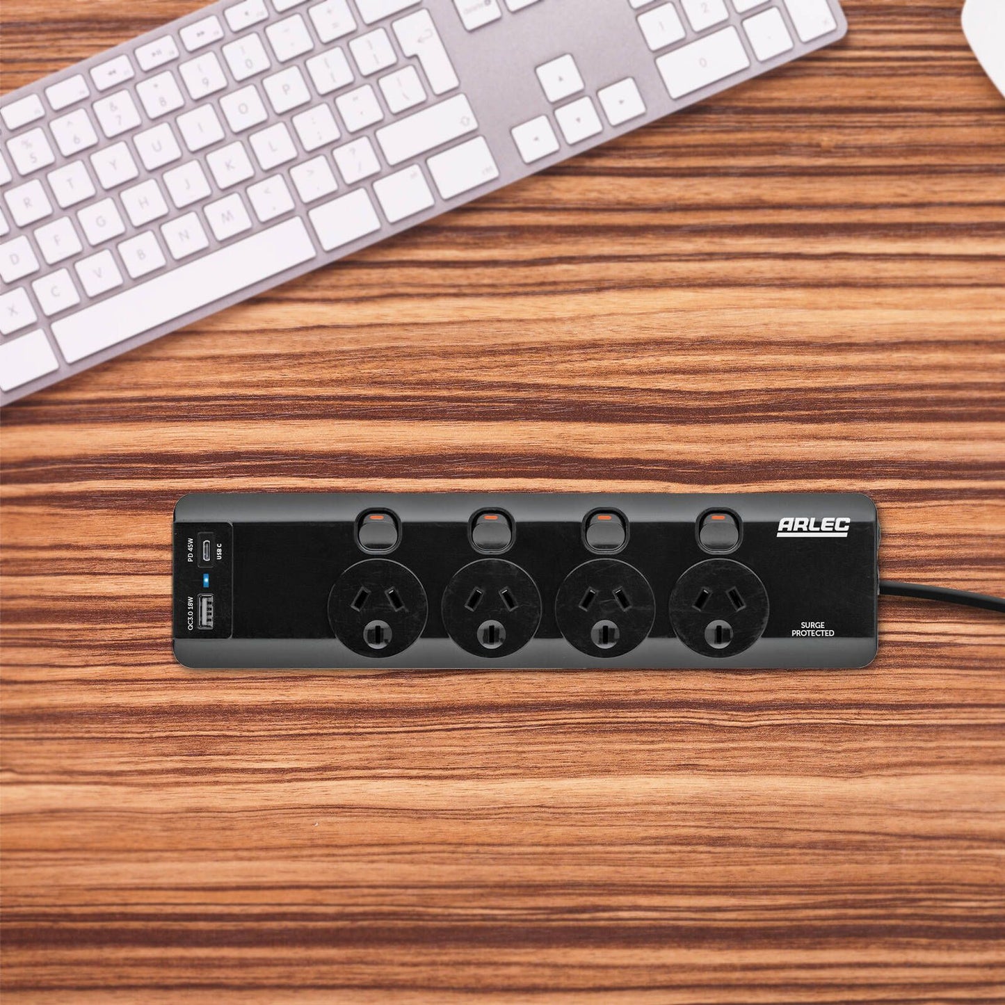 Arlec Surge Powerboard - 4 Outlet - 1.8m