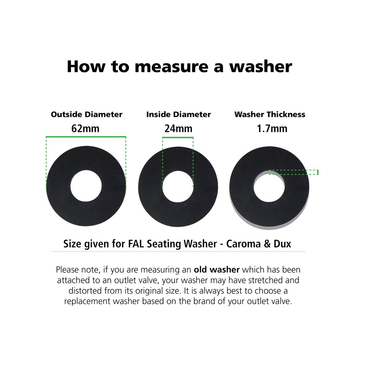Fix A Loo Seating Washer - 62mm x 24mm - Rubber - Leak Prevention