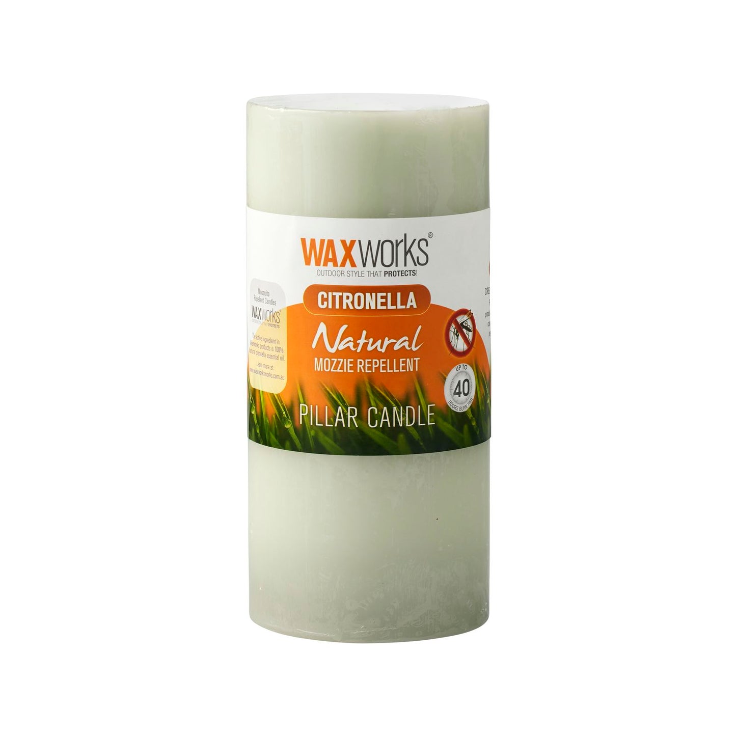 Waxworks Green Citronella Pillar Candle - 15cm