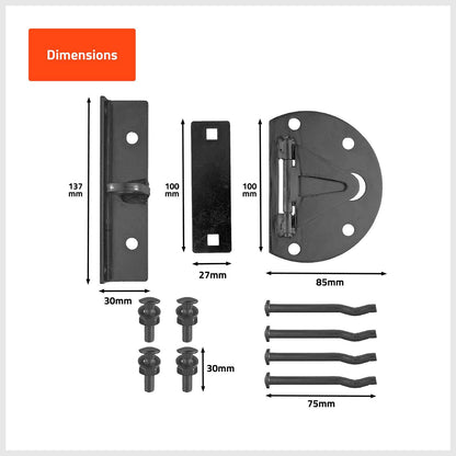 Taskmaster Garage Door Floor Anchor - 100mm - Black Matte