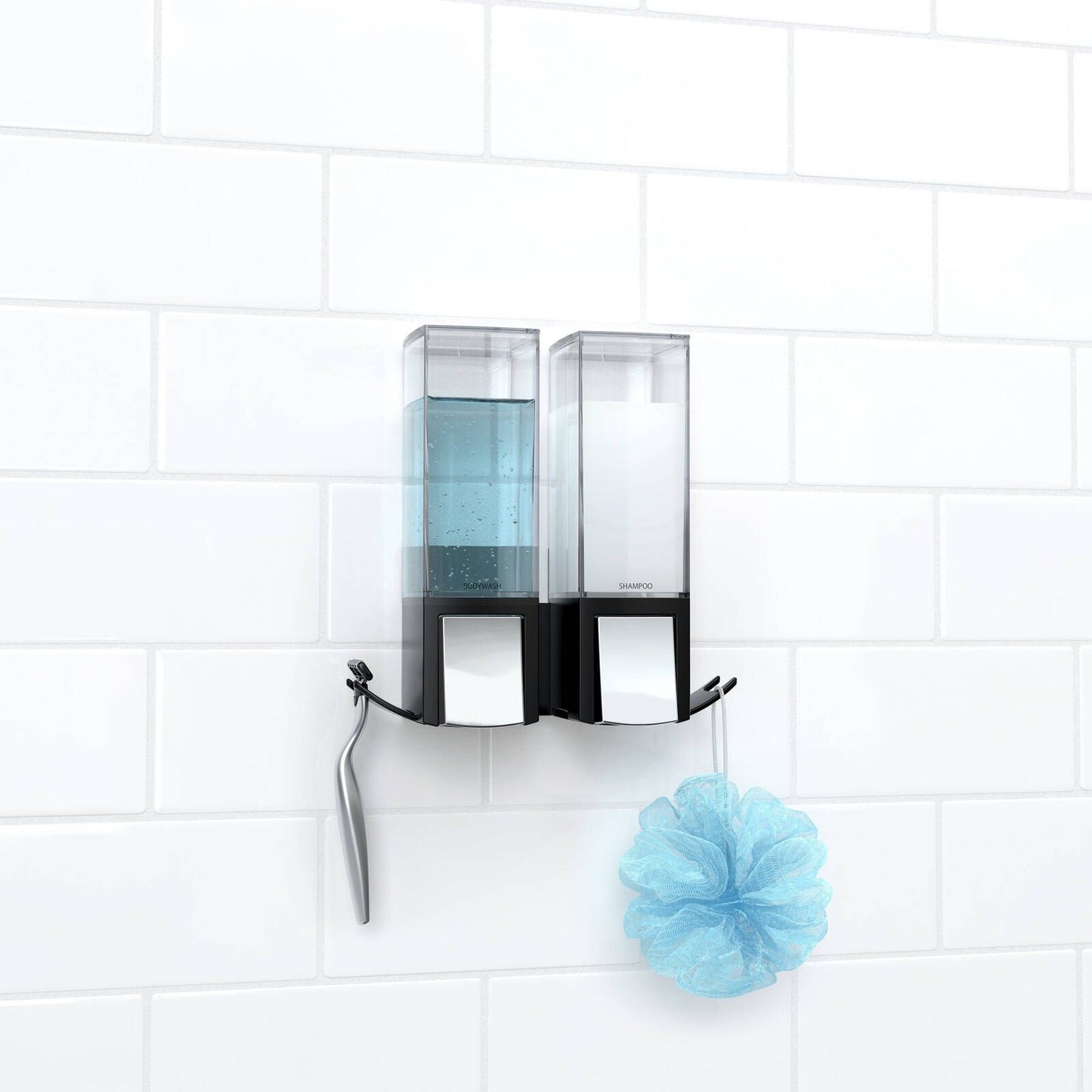 Better Living Clever Shower Dispenser - 2 x 500ml - Matte Black