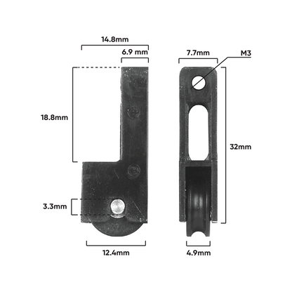 Rolltrak Adjustable Nylon Carriage - 15 x 35mm - 2 Pack - 8kg