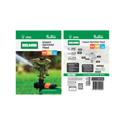 Holman Metal Impact Sprinkler Head 15mm Durable Reliable Coverage