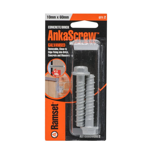 Ramset Ankascrew Galvanised Concrete / Brick - 10 x 60mm - 2 Pack
