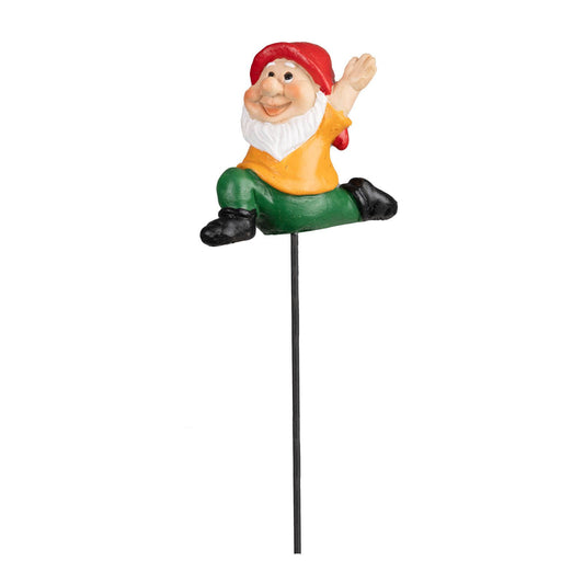 Northcote Pottery Red Hat Yoga Gnome Polyresin Decorative Garden Stake - 5 x 15cm