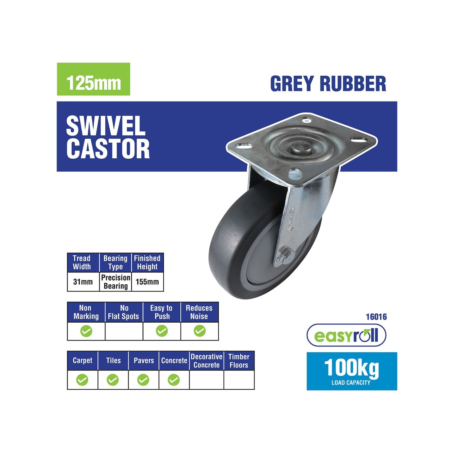 Easyroll Swivel Castor - 125mm