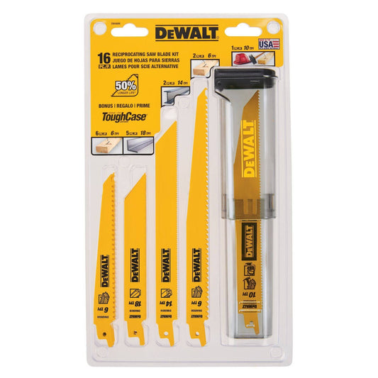 Dewalt Bi Metal Reciprocating Saw Blade Set - 16 Piece